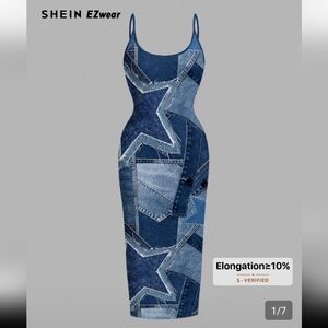 NWT Ladies Faux Denim Patchwork Dress